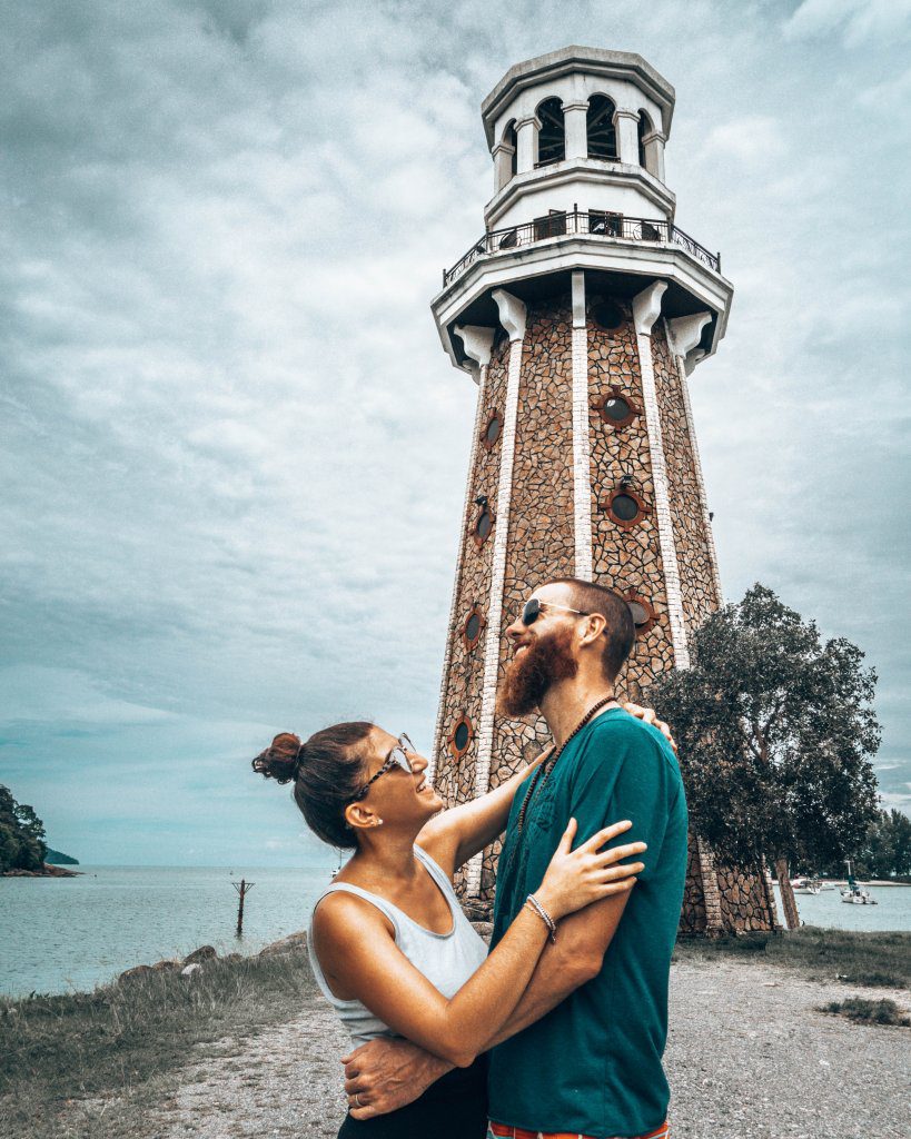 Exploring the Langkawi lighthouse when we're not doing the workaway in Asia