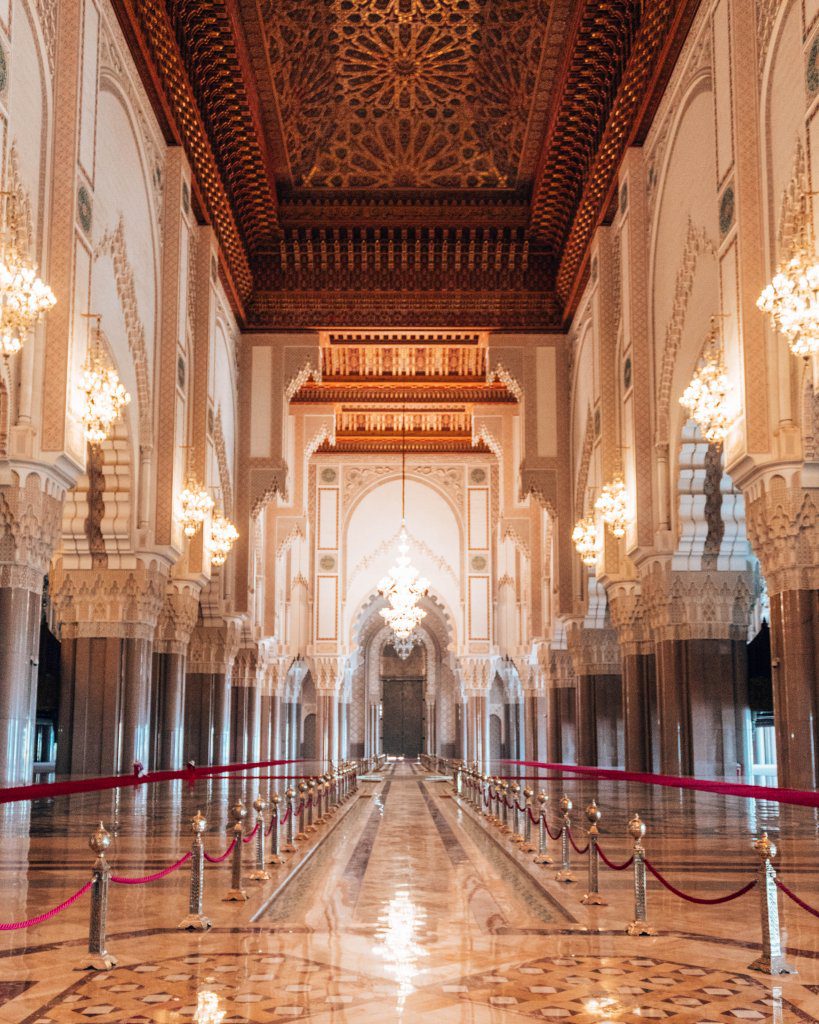 The main room at the Hassan II Mosque. One of the best places in Morocco, in Casablanca 