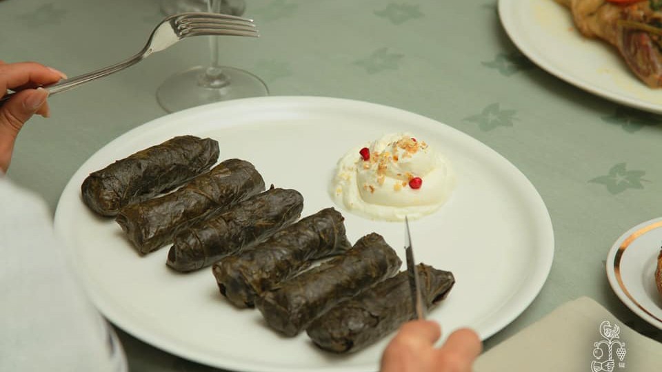 Delicious sarma, stuffed vine leaves, served at Dolmama, one of Yerevan's top restaurants 