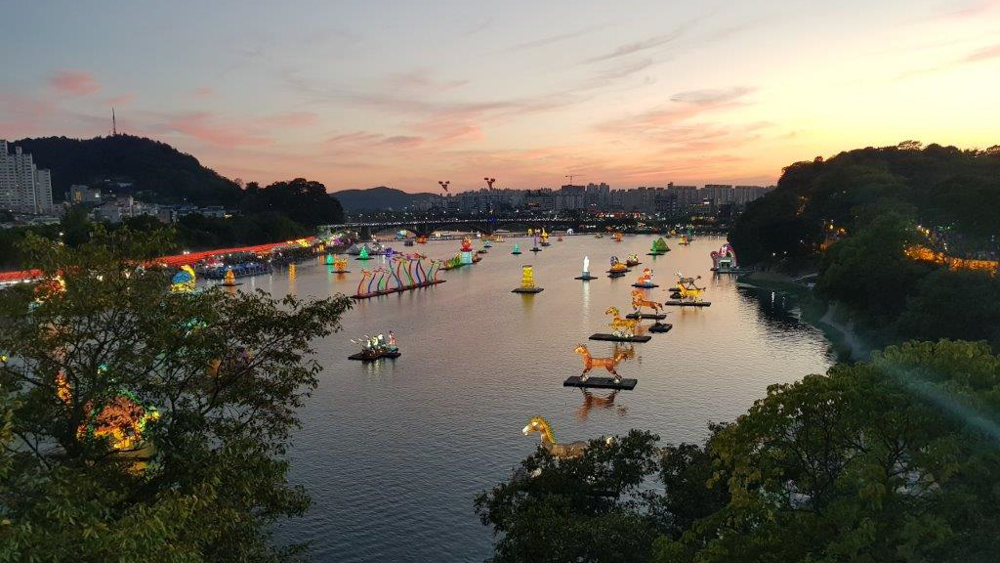 View over the Jinju Lantern Festival in South Korea