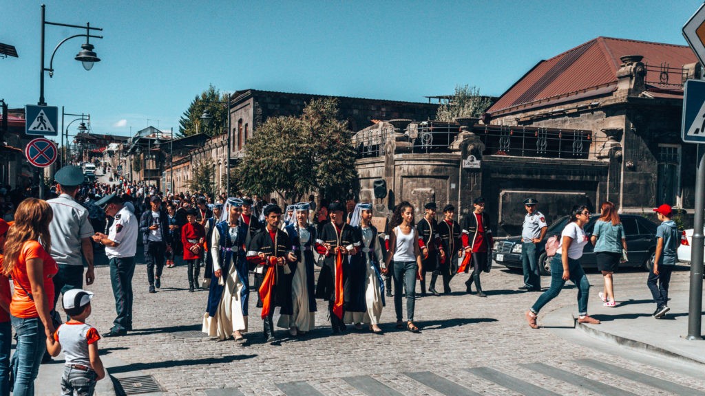 Parade in Gyumri. Armenian people