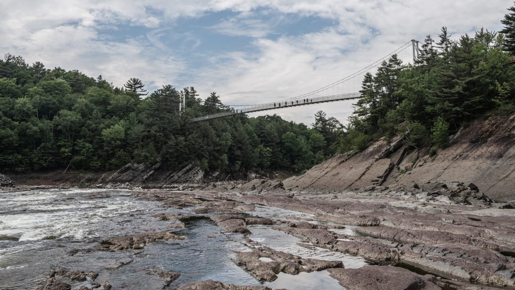 Suspension bridge at the chutes de la Chaudiere in Levis, Quebec, on a weekend getaway from Montreal