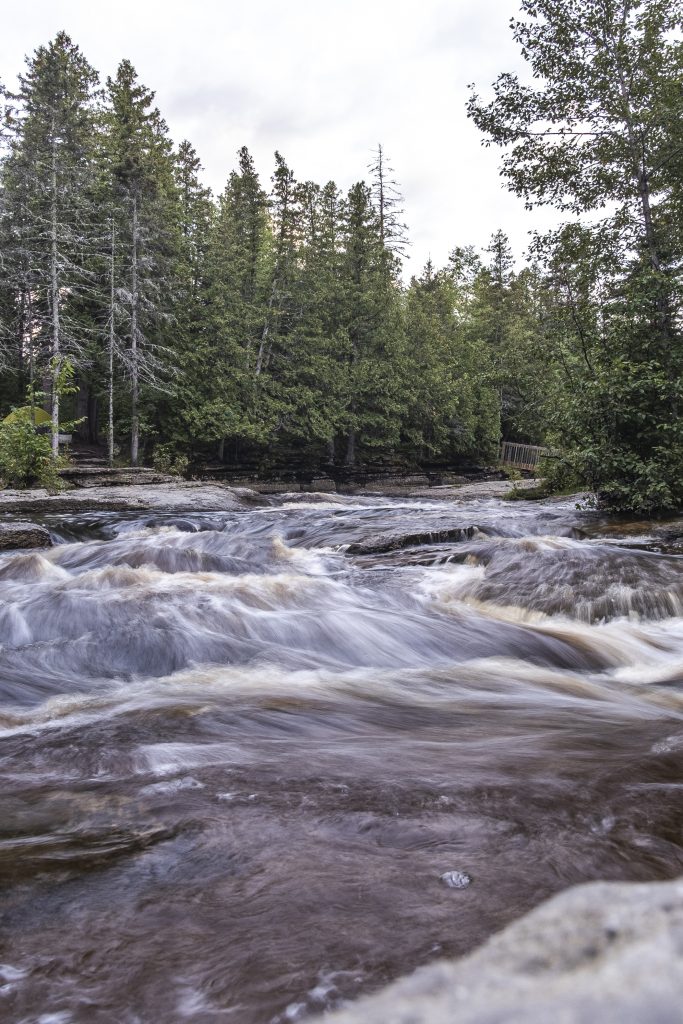 River running through the Val Jalbert campsite in the Saguenay Lac St-Jean region
