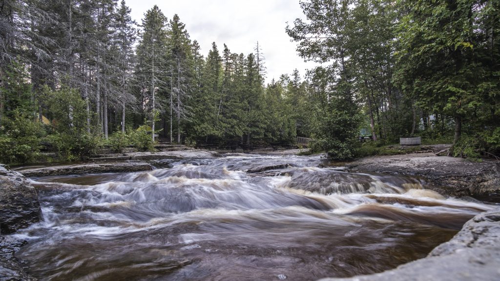 River running through the Val Jalbert campsite in the Saguenay Lac St-Jean region