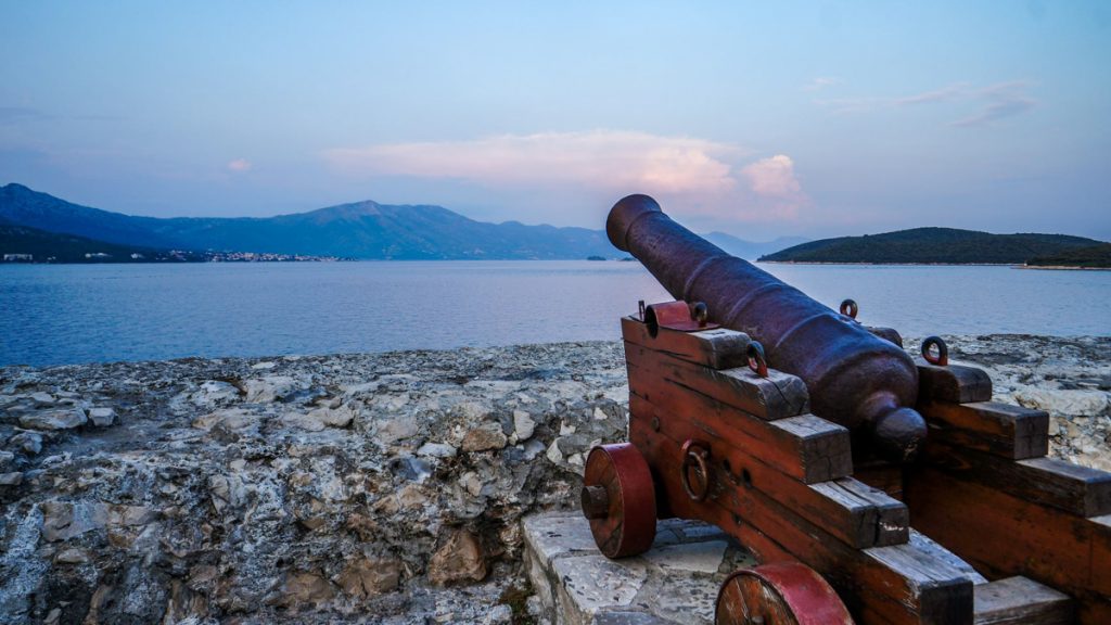 View of the cannon at Korcula, a small town in Croatia