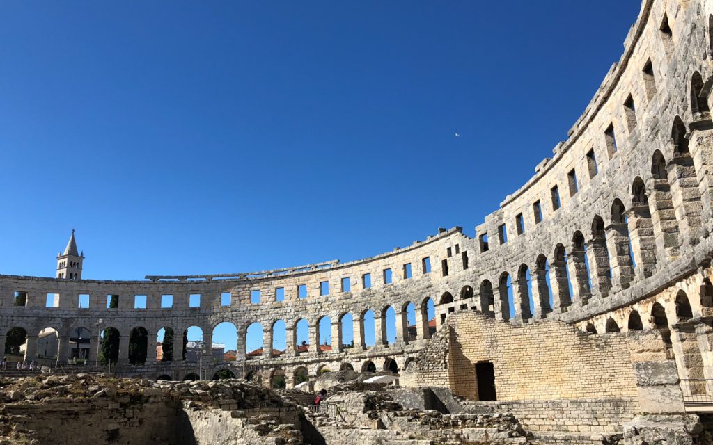 The arena in Pula, a small town in Istria in Croatia, one of the best places to see in Croatia