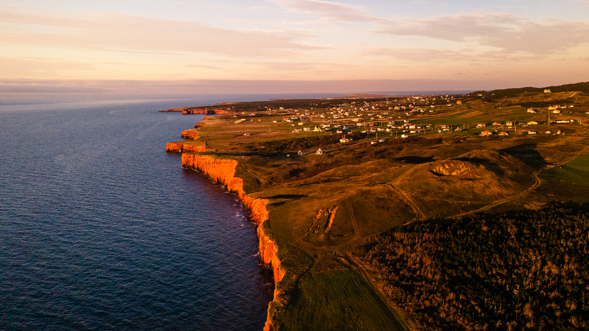 Magdalen Islands at sunset from the air