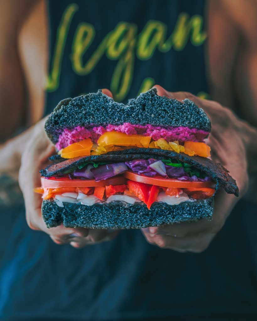 Colorful plant-based burger