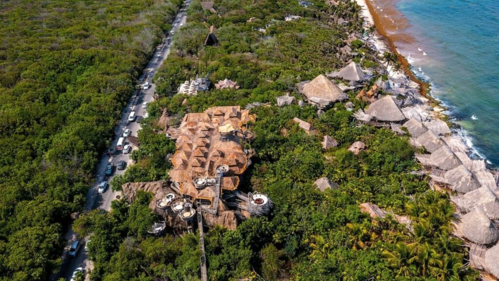 bird's eye view of Azulik, a sustainable hotel in Mexico