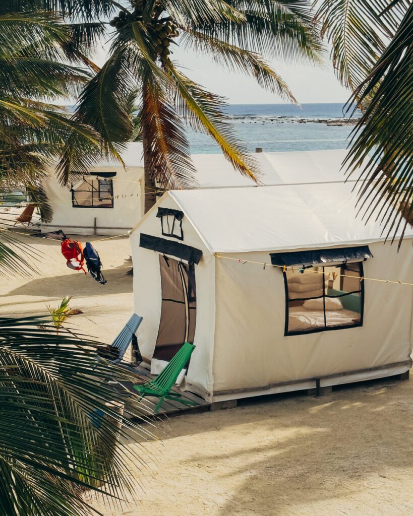 Canvas tents with Island Expeditions on Glover's reef. Discount code for Island Expeditions