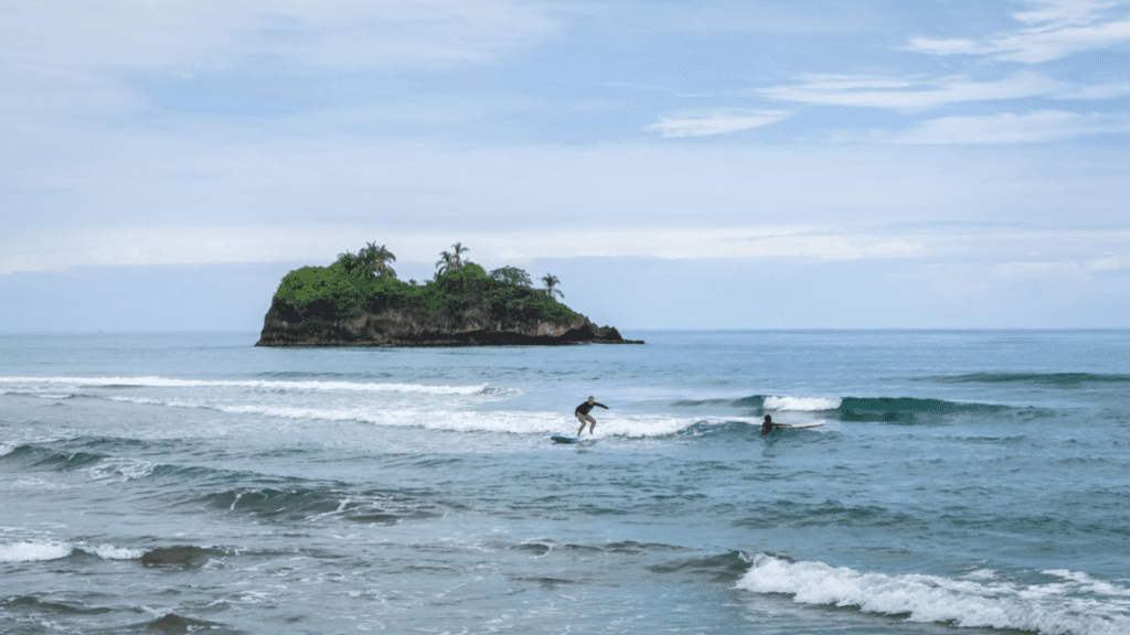 Cocles beach in Costa Rica. A beautiful Central American beach for surfing