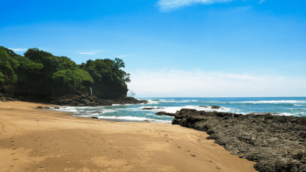 Montezuma beach in Costa Rica. A unique central american beach with white sand