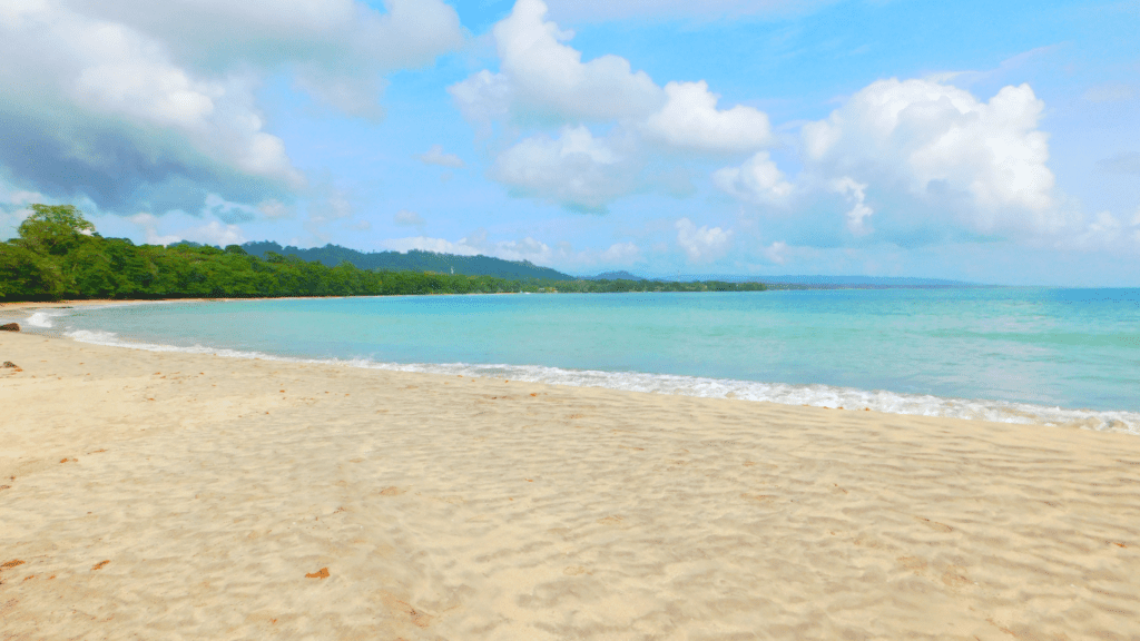 Playa Blanca in Cahuita Costa Rica. A Caribbean white sand beach in Central America