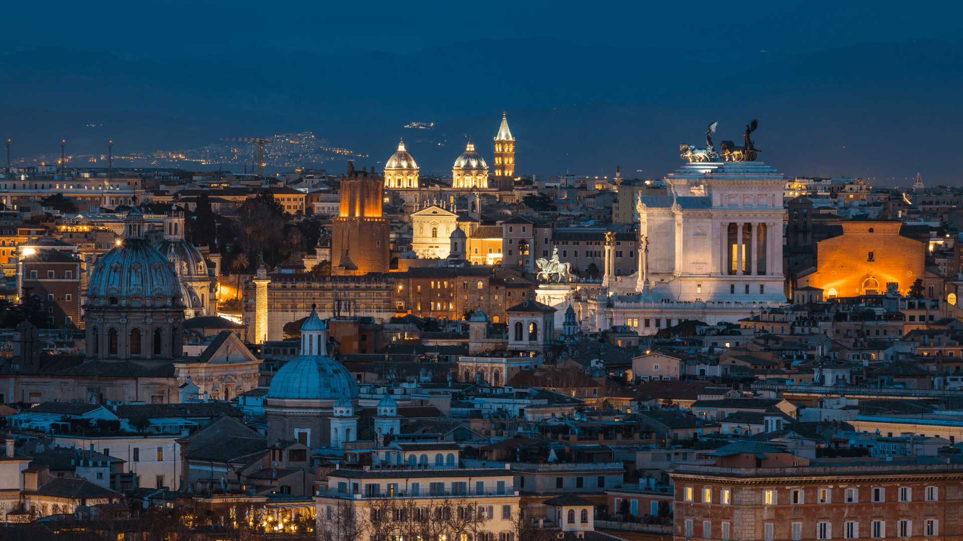 View from Gianicolo night. Free things to do in Rome. Free Rome. Rome on a budget