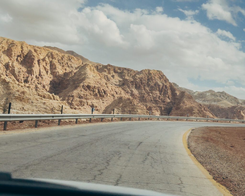 Roads in Jordan. Paved highway in Jordan. Views on the road in Jordan