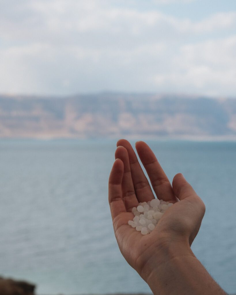 Salt crystals on Dead Sea Jordan