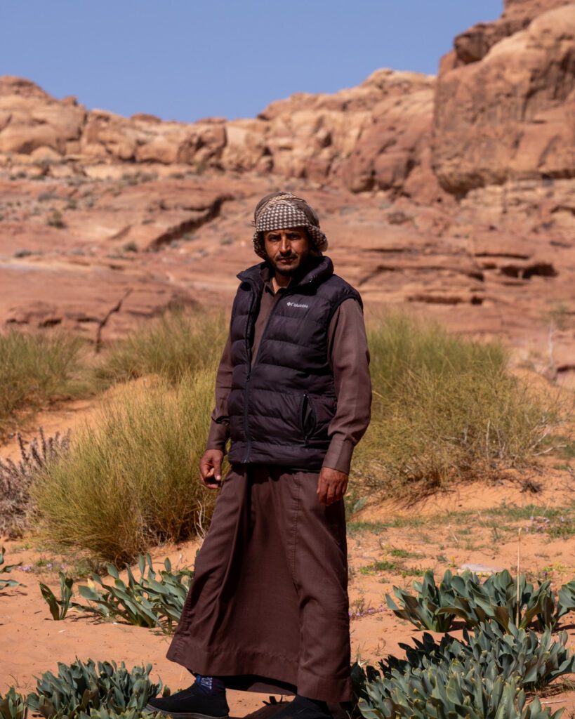 Bedouin man in Wadi Rum. Jeep tour in Wadi Rum. Desert tour in Wadi Rum. Highlights in Jordan