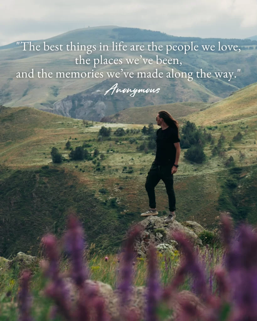 The best things in life are the people we love, the places we've been and the memories we've made along the way. Captions about traveling with friends. friend travel quotes. friendships travel captions