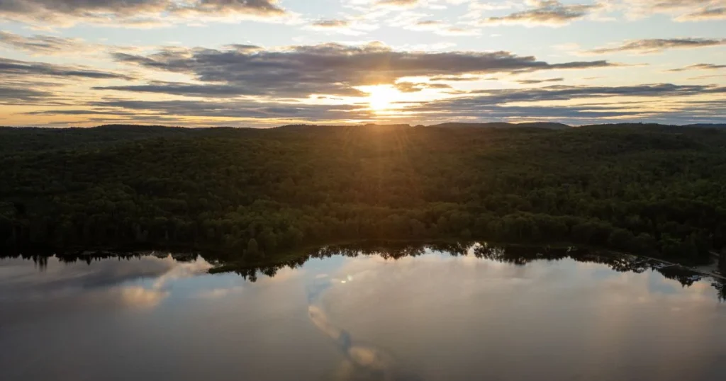 Sunset over Leslie Park beach. One of the best camp sites in Quebec. Located on Route 148 in the Outaouais